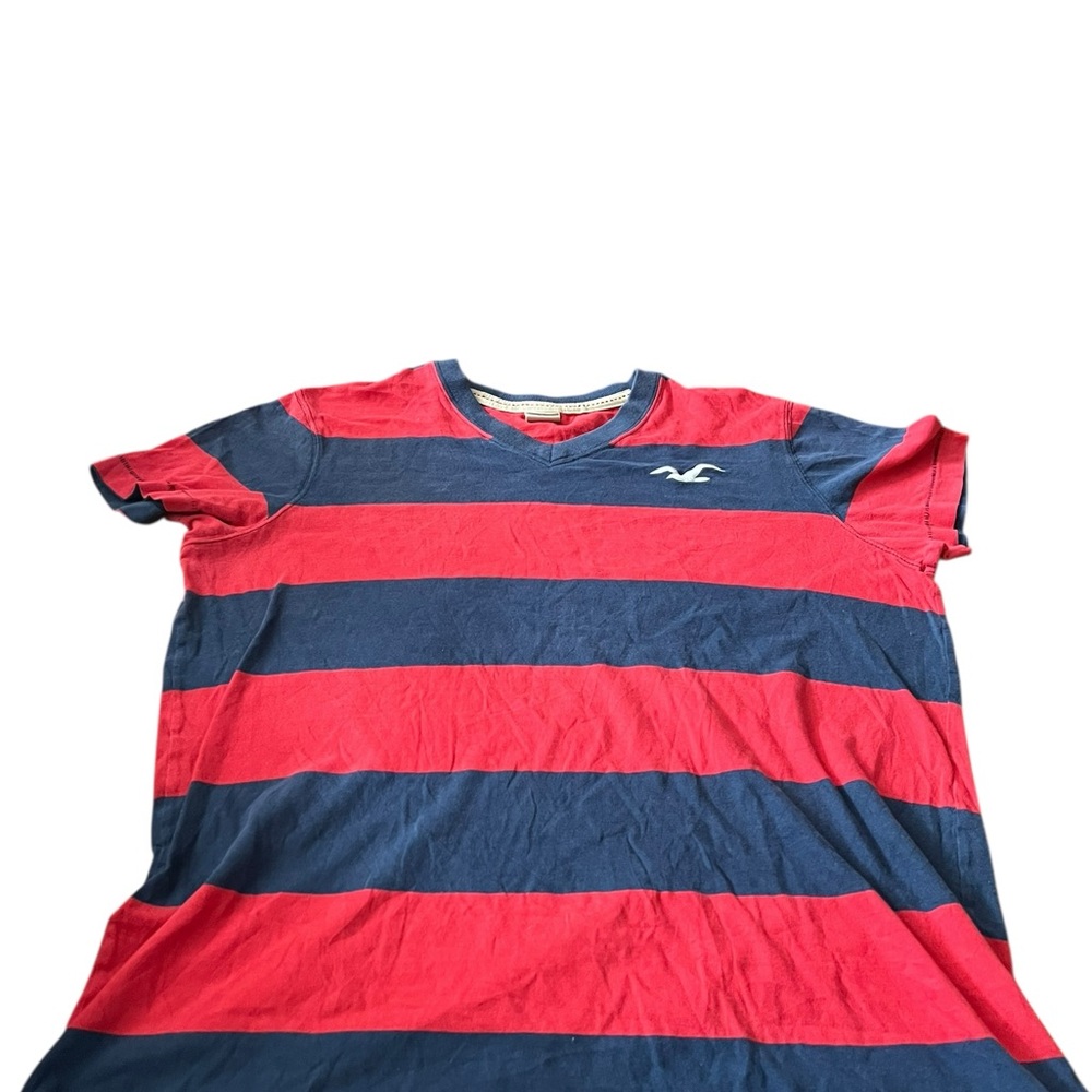 Hollister Blue and Red V-Neck Tee
